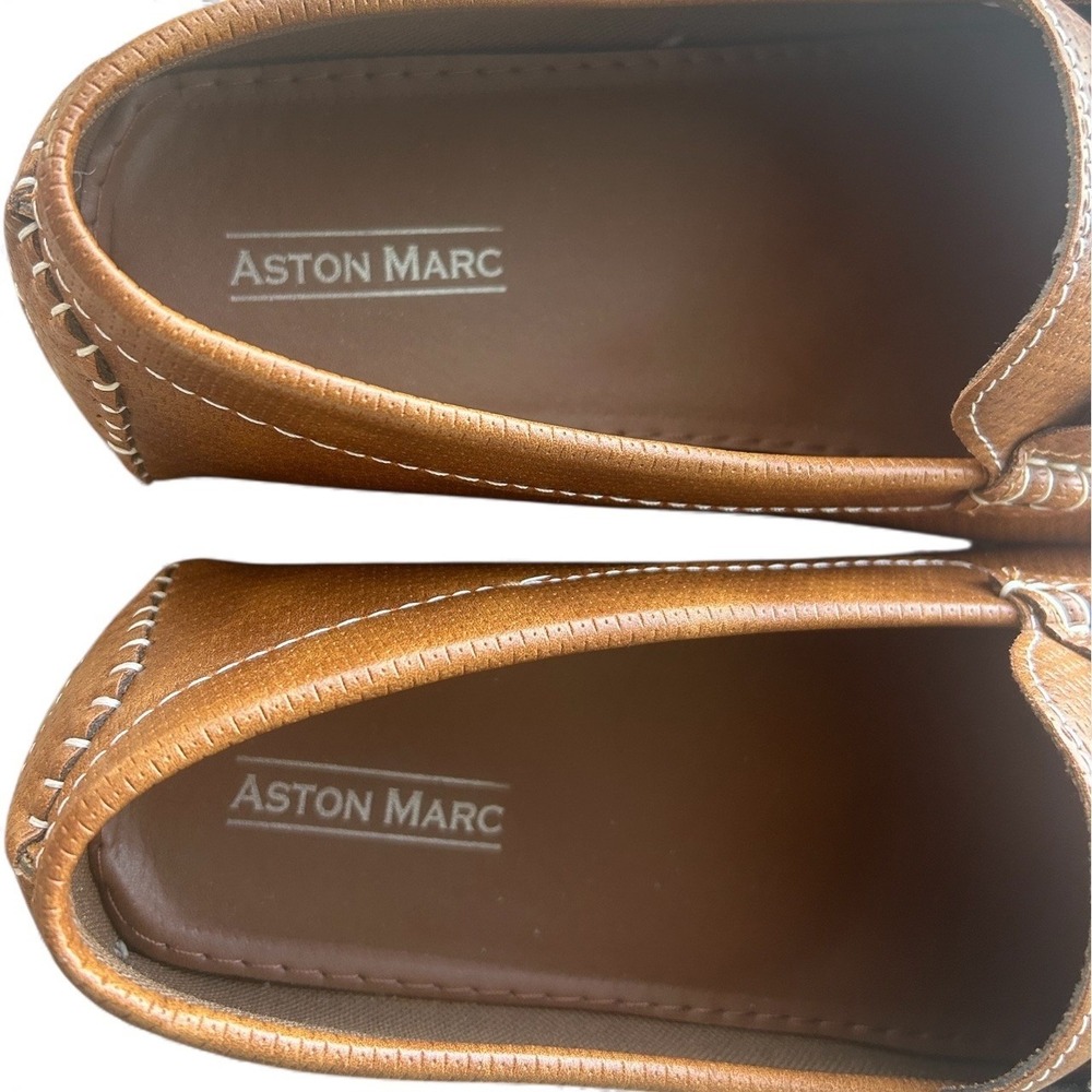 Aston Marc Mens Tan Leather Perforated Driving Moccasins Loafers‎ Shoes US 13 - Picture 8 of 9